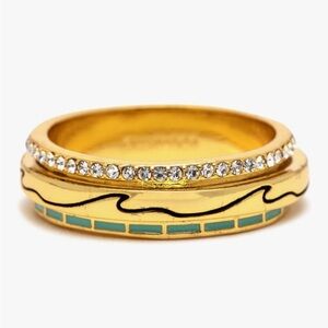 Pura Vida ring Gold & Turquoise style stackable wave figet NEW size 8